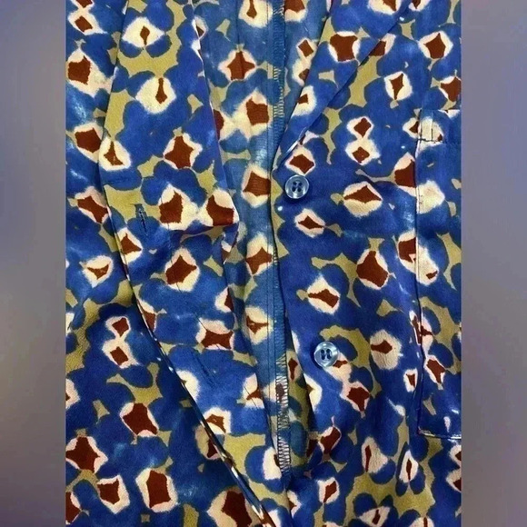 SATIN CAMP SHIRT IN BLUE DAZZLE ZOE DOT Size Large - Picture 11 of 11